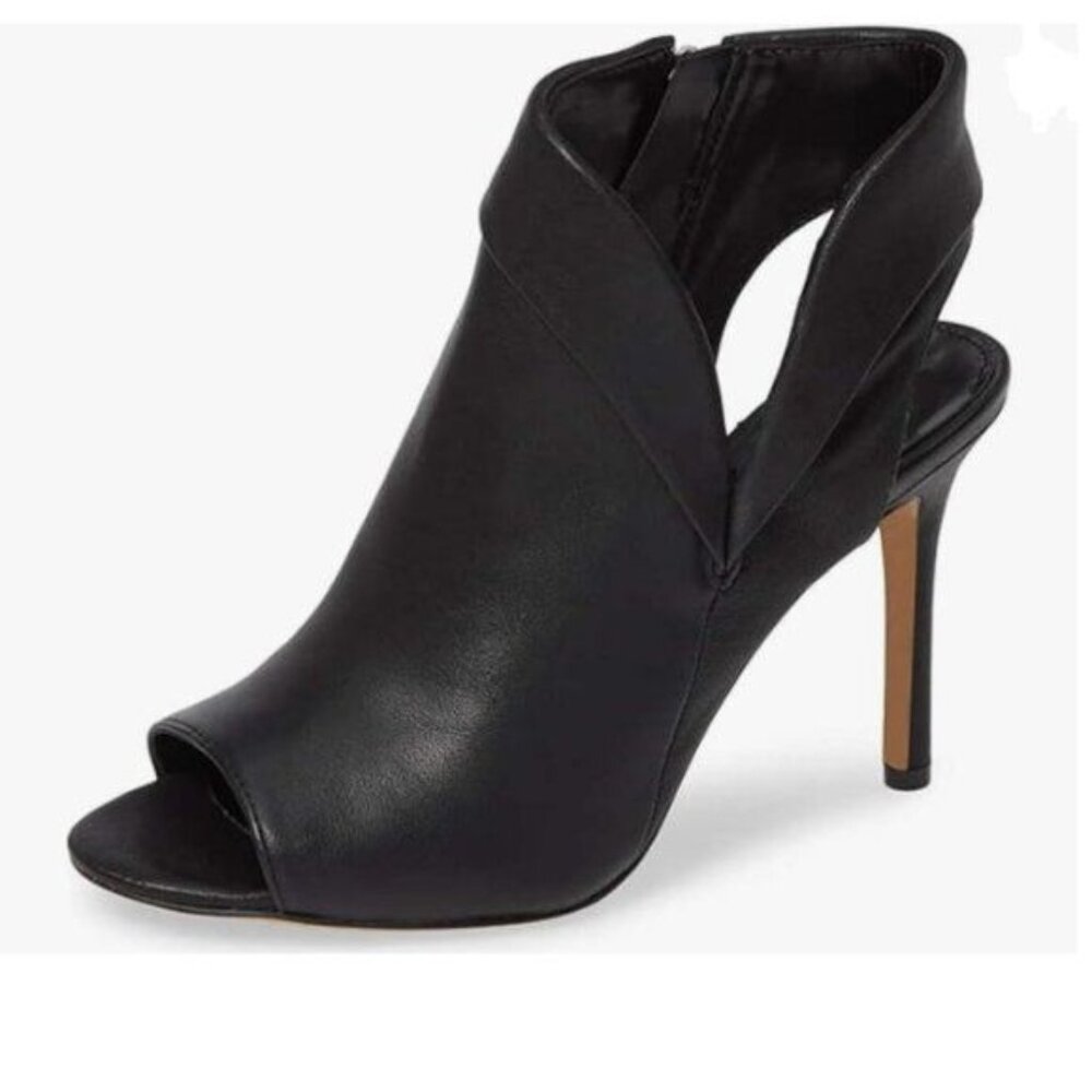 YDN Black Peep Toe High Heel Short Booties Cutout Slingback Side Zipper Shoes